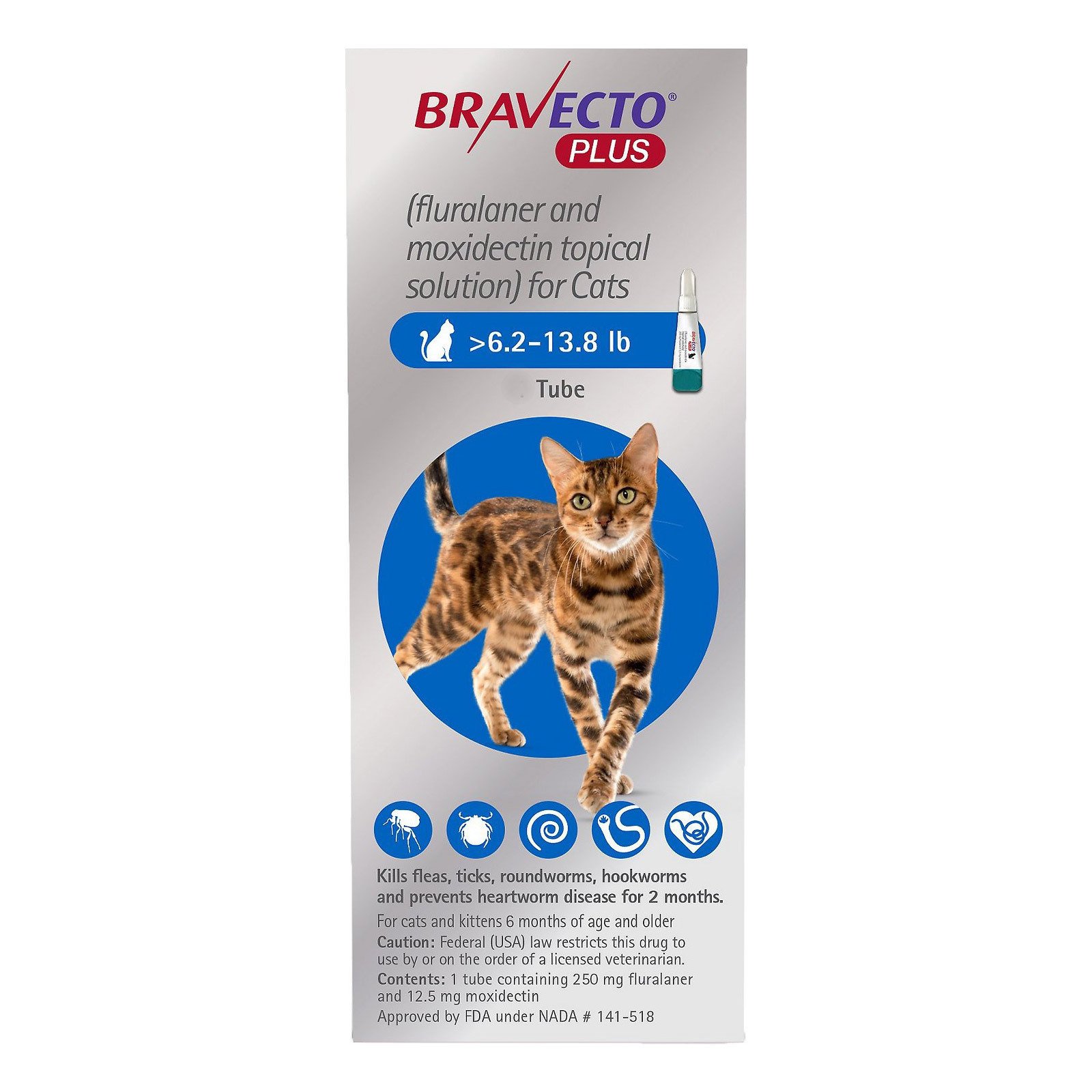 Bravecto plus spot on for medium cat blue